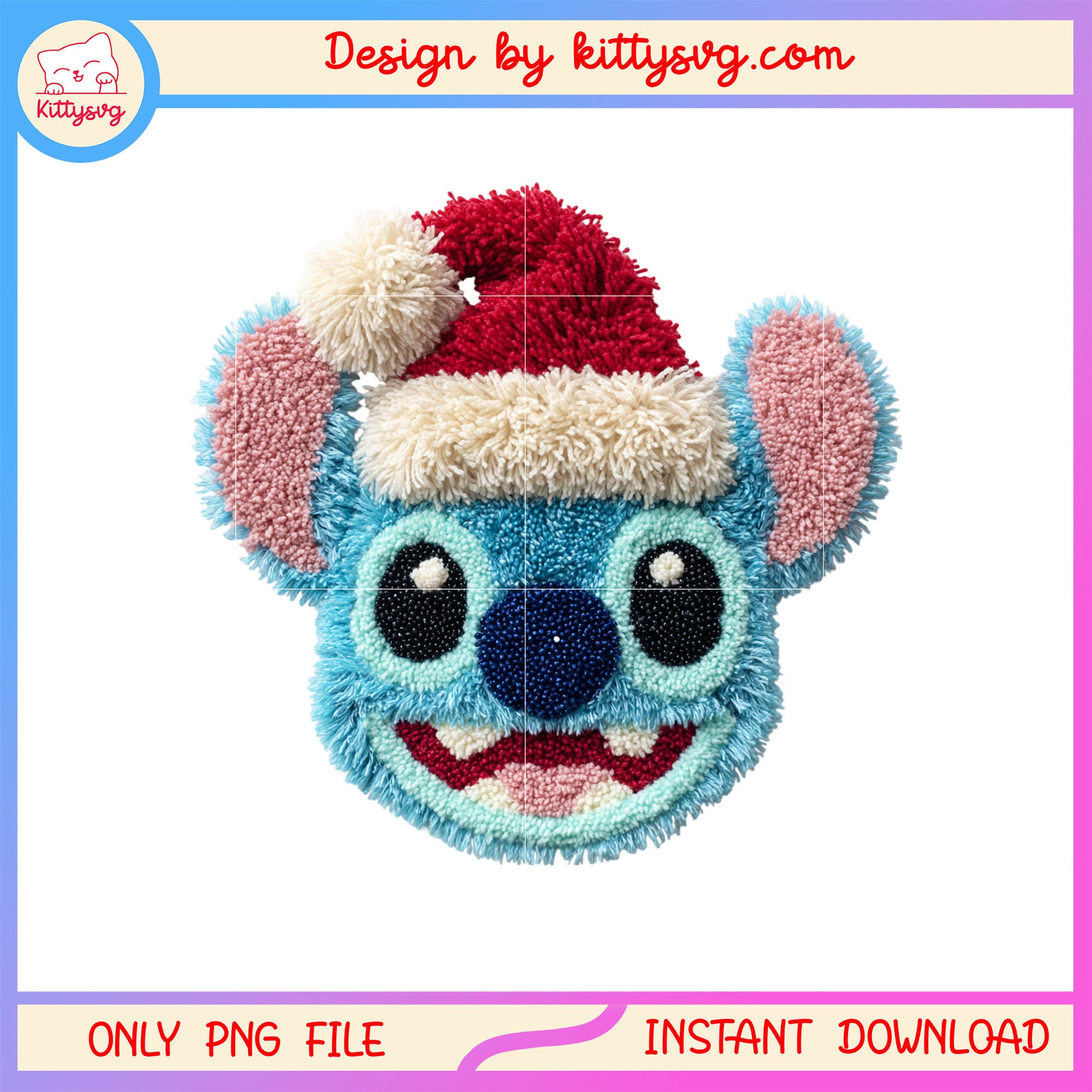 Stitch face christmas patchwork design png, disney stitch png