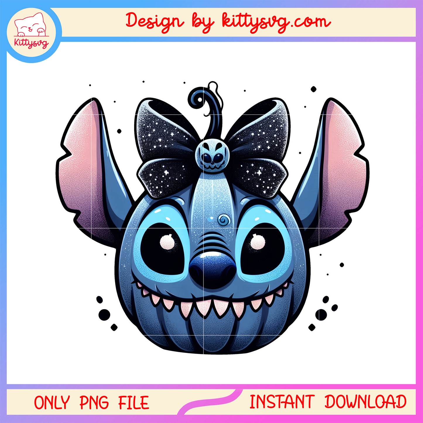 Stitch face horror halloween png, halloween bow png, stitch png