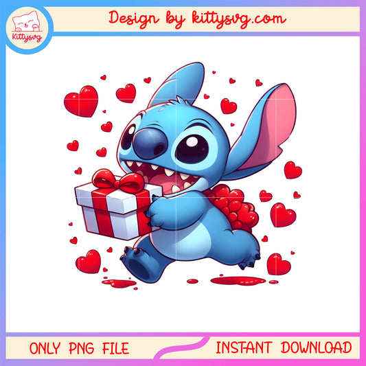 Stitch gifts hearts valentine png, stitch valentines day​​ png