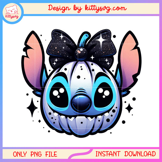 Stitch halloween pumpkin png, halloween costume png, cartoon png