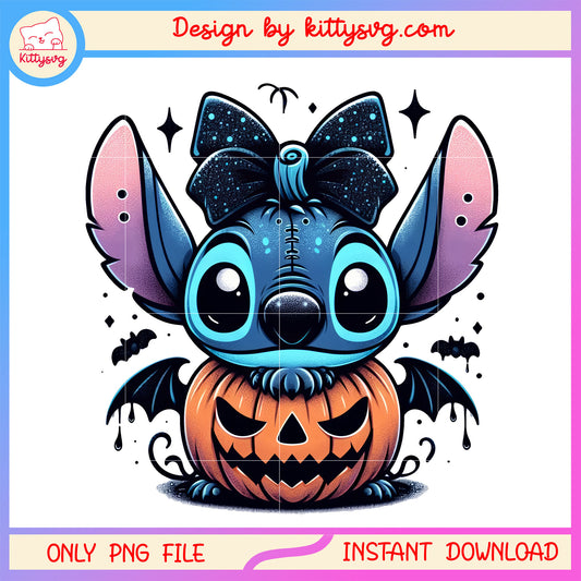 Stitch halloween trick or treat png, stitch character png, halloween pumpkin png