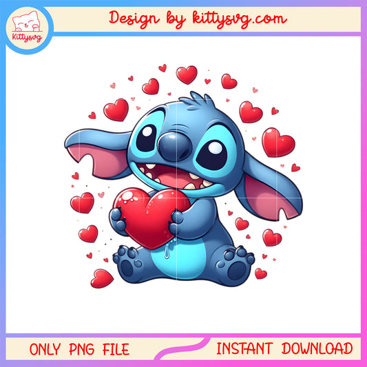 Stitch love happy valentine png, stitch valentines day​​ png