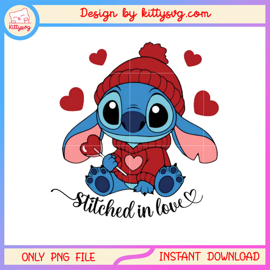 Stitch red hat valentine png, stitch valentines day​​ png