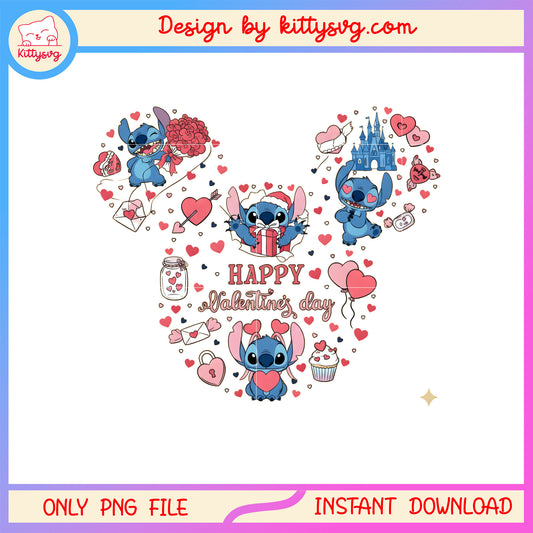 Stitch santa love valentine png, stitch valentines day​​ png