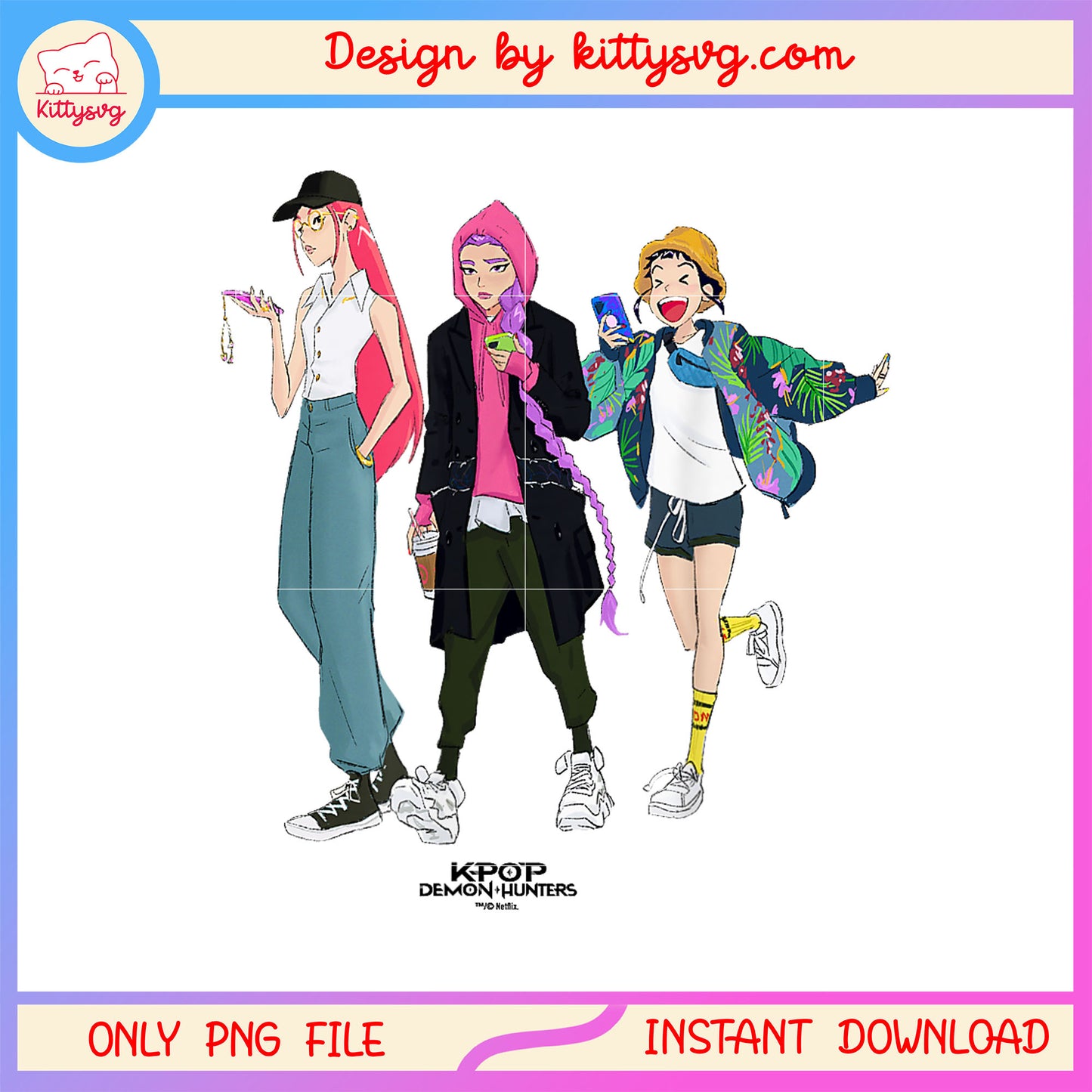 Street style fashion huntrix band design png, the huntrix png