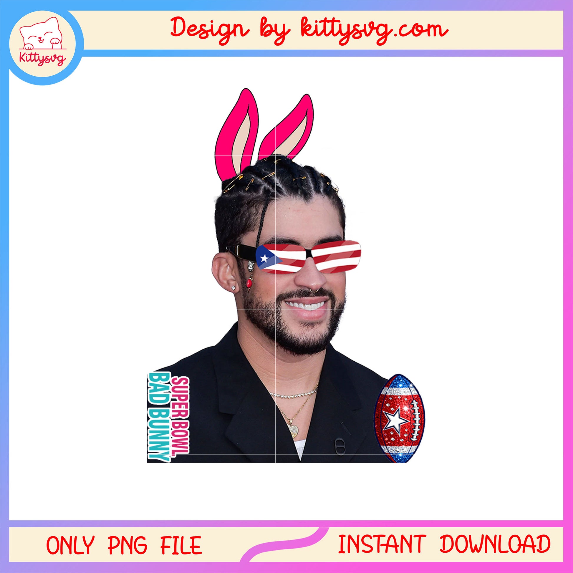 Super bowl bad bunny football png, super bowl lix png, football png