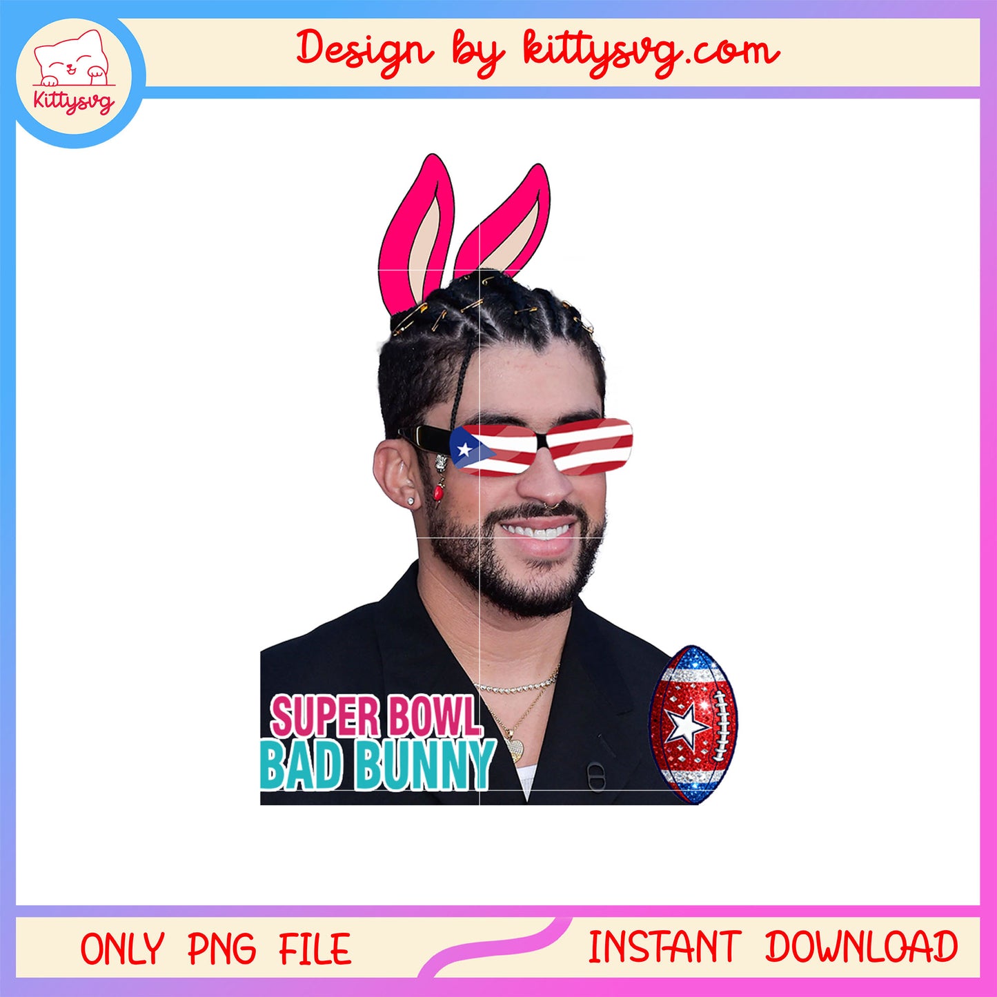 Super bowl bad bunny glasses america png, nfl super bowl png