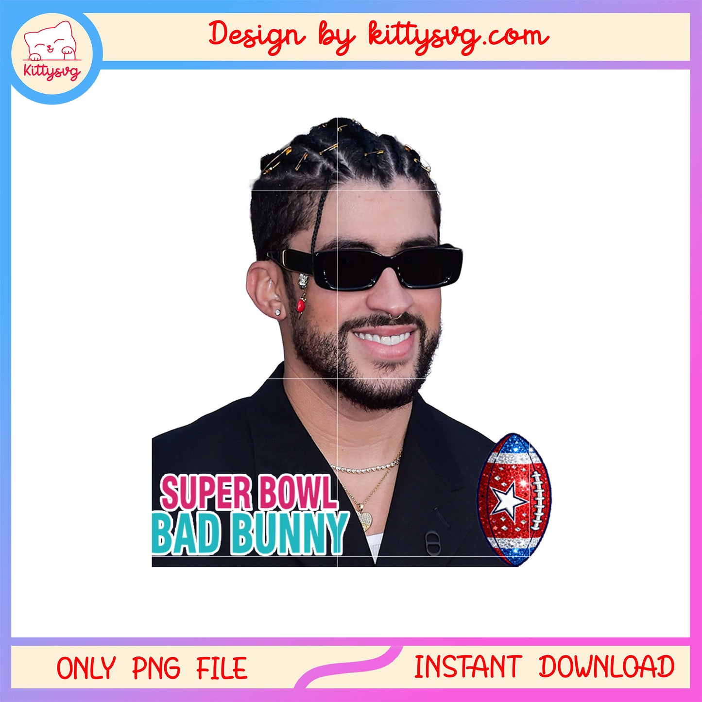 Super bowl bad bunny glasses design png, super bowl lix png