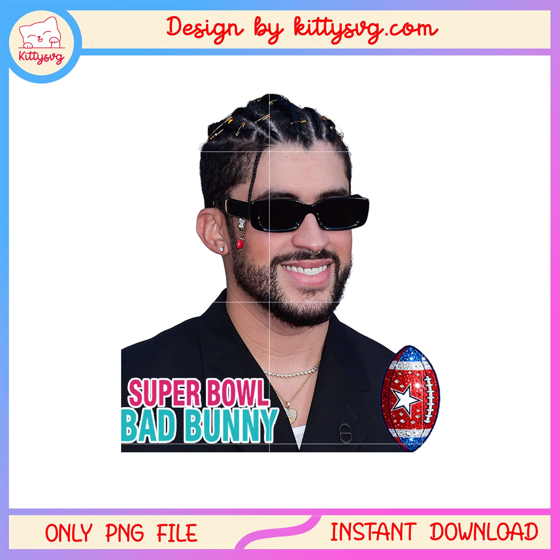 Super bowl bad bunny glasses design png, super bowl lix png