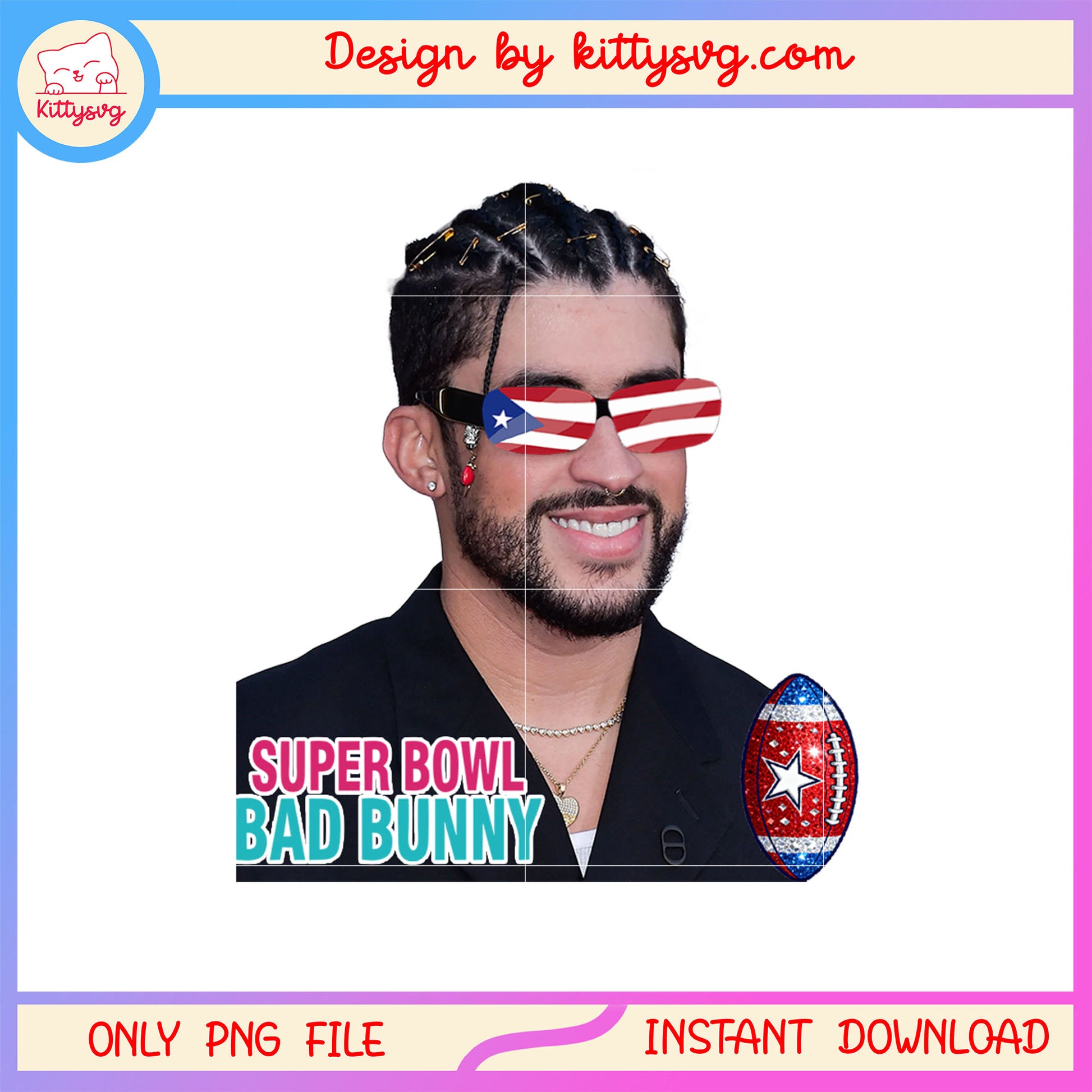 Super bowl bad bunny glasses png, super bowl halftime show png