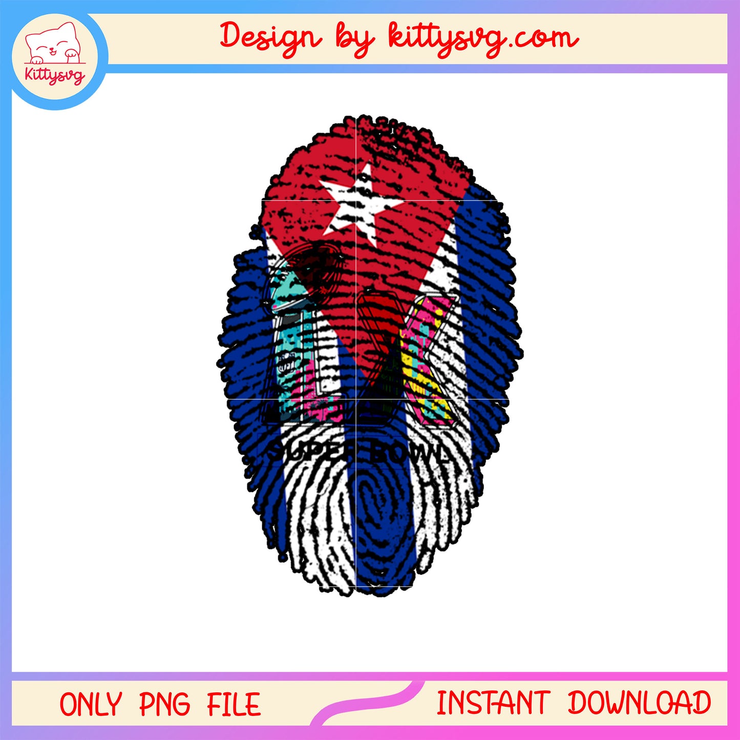 Super bowl lix fingerprint vintage png, benito bad bunny​ png