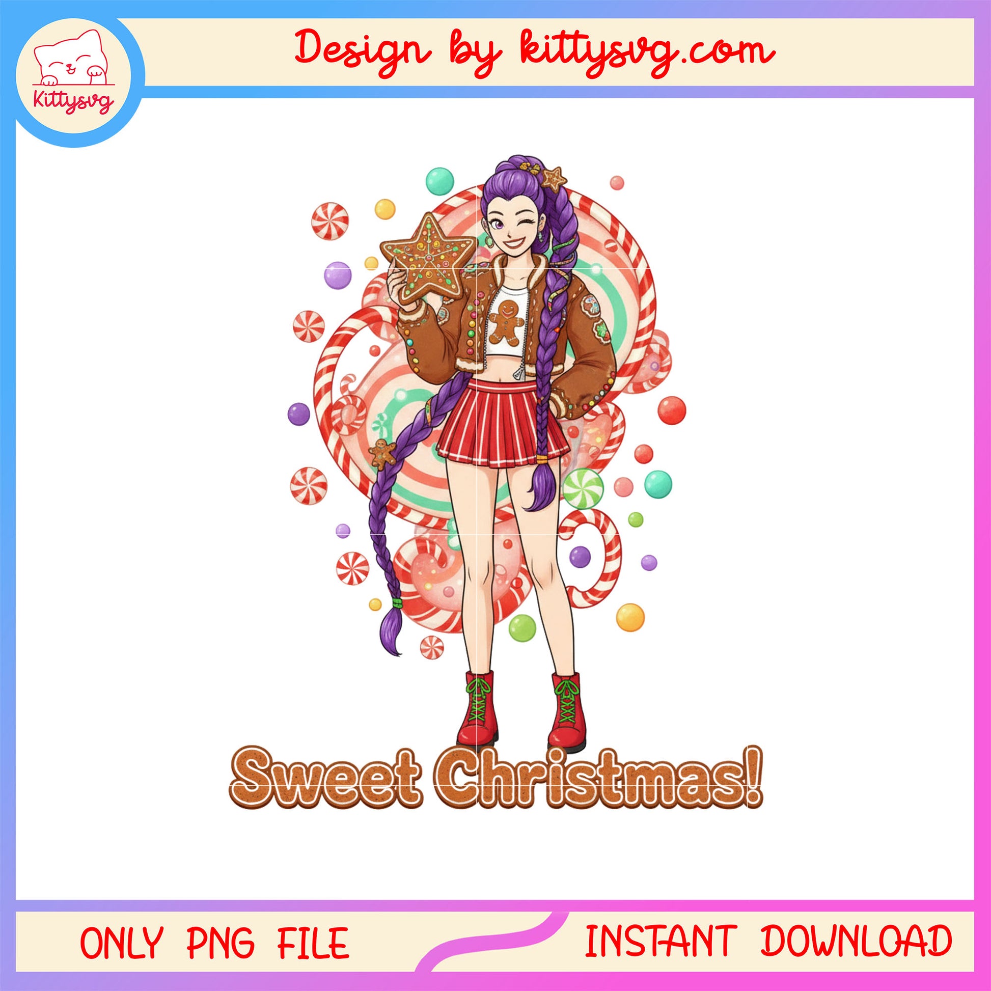 Sweet christmas rumi huntrix kpop design png, christmas movies png