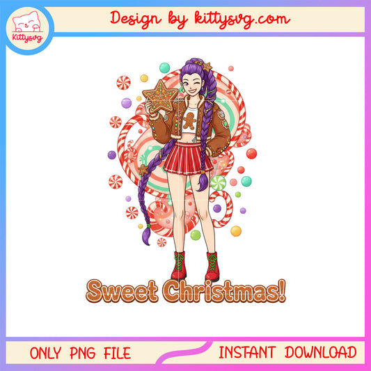 Sweet christmas rumi huntrix kpop design png, christmas movies png