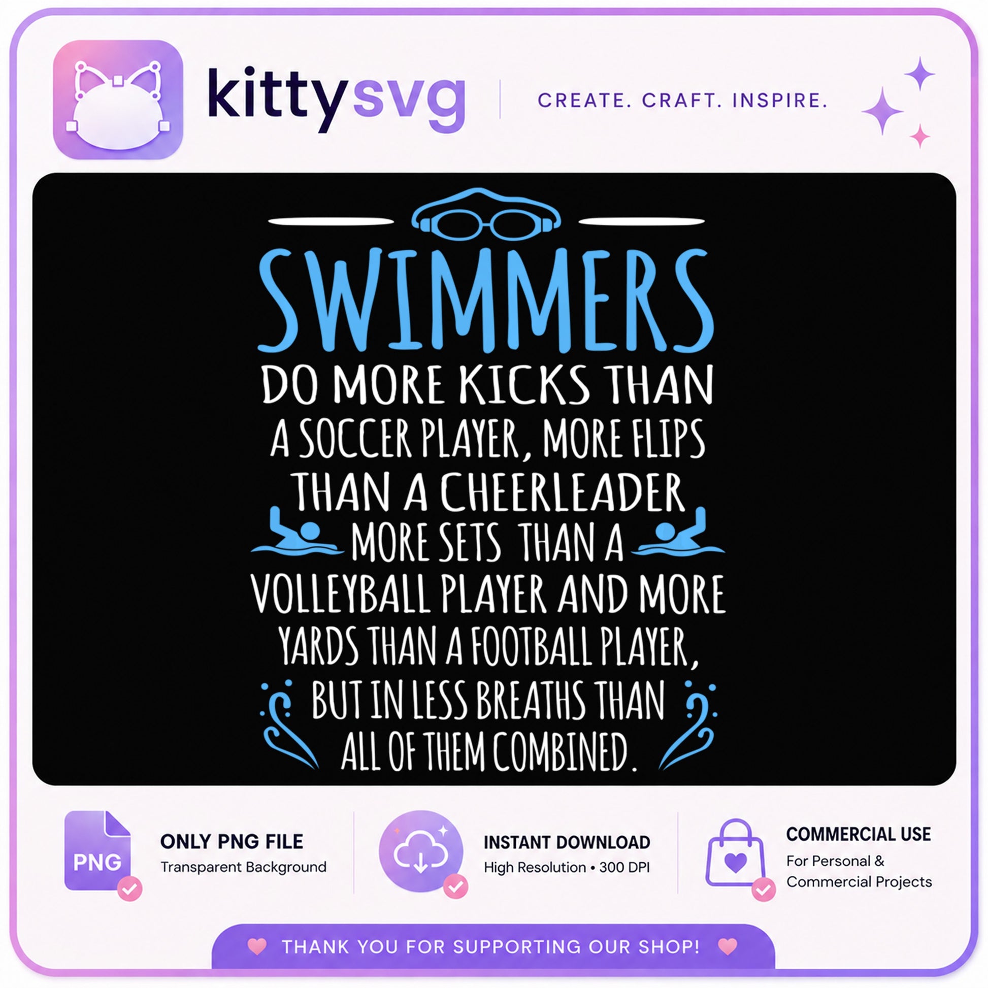 Swimmers Funny Quote PNG, Swimming Gift, Swim Team PNG
