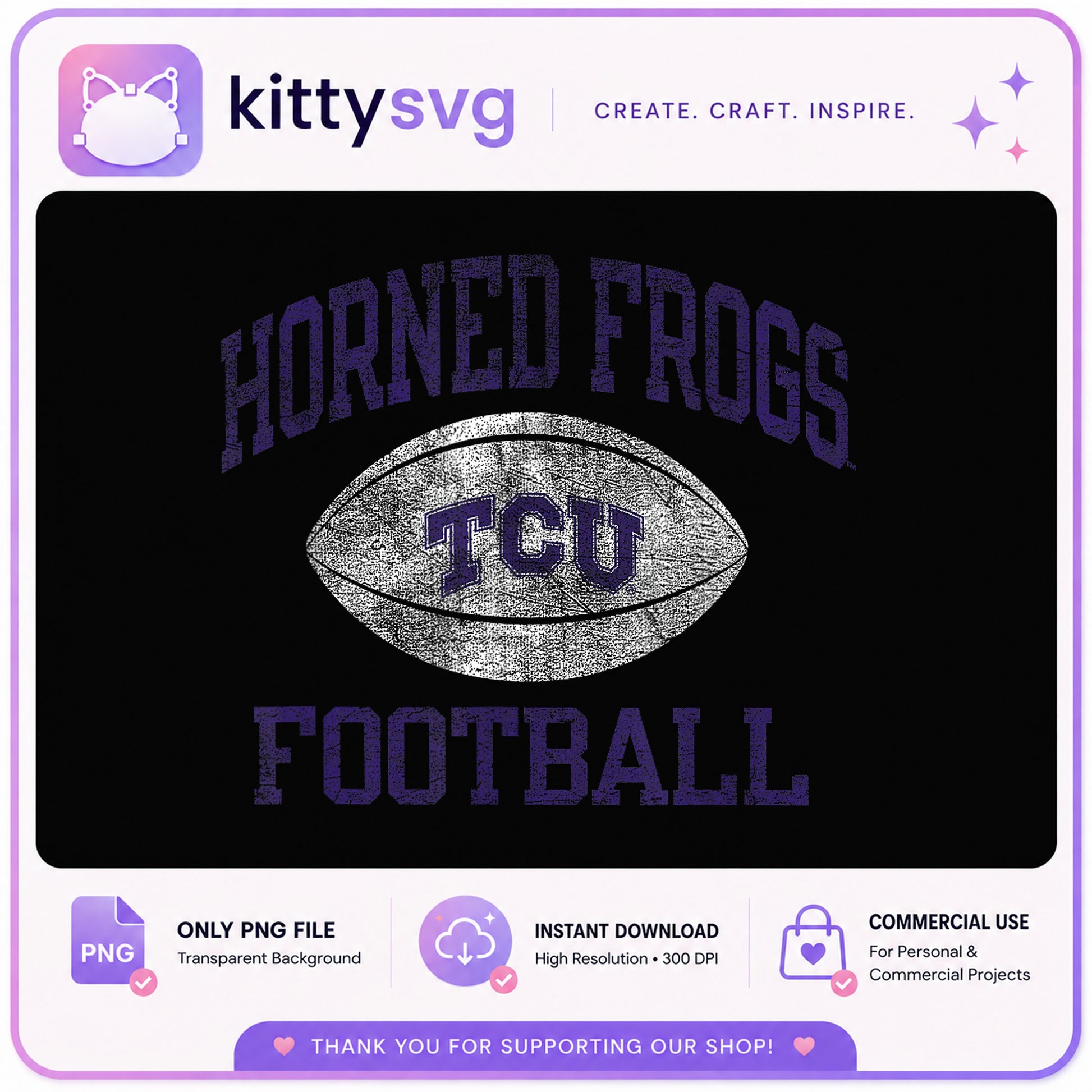 TCU Horned Frogs Football PNG, Vintage Football PNG, College PNG