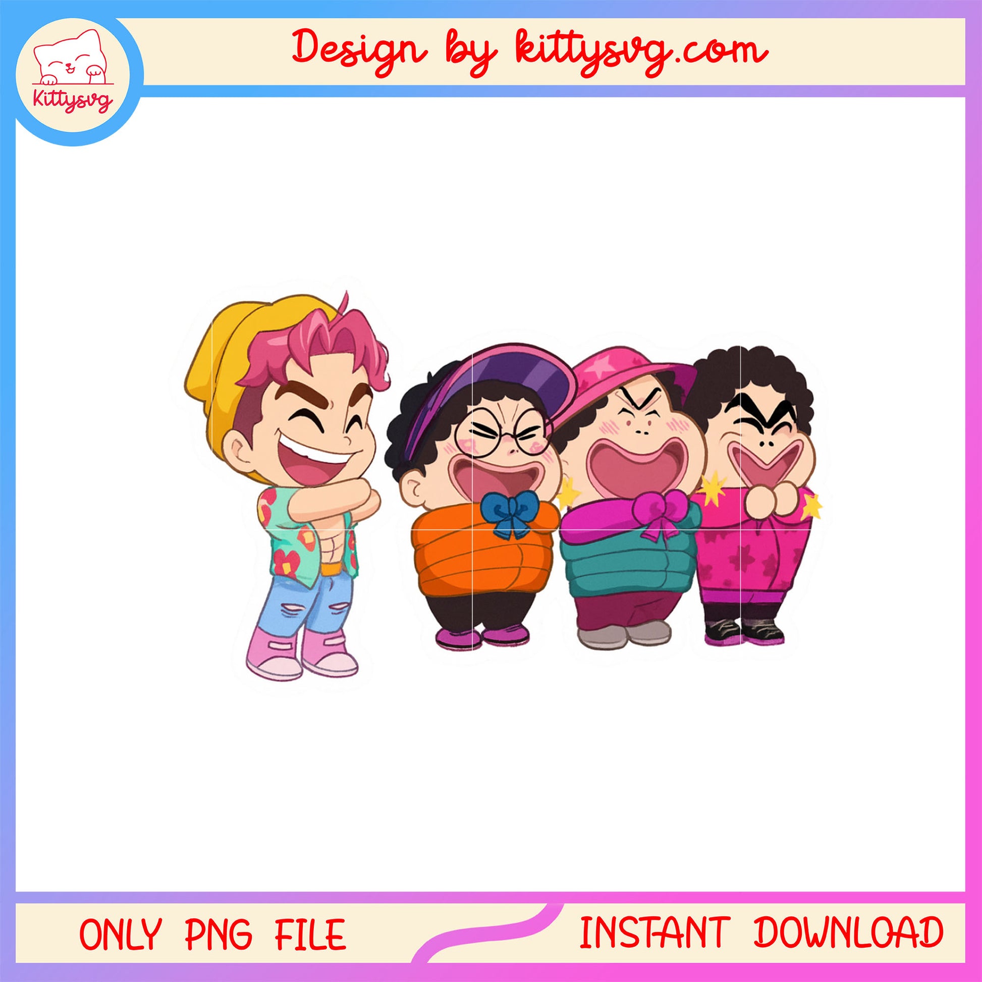 Takedown chibi saja boys members png, kpop demon hunters png