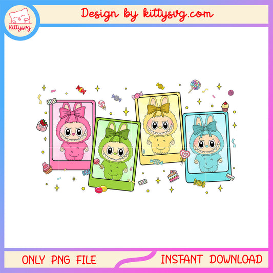 Tarot card colorful labubu design png, labubu clipart png