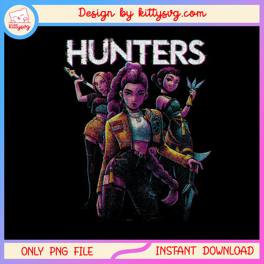 Team girl hunters design png, kpop demon hunters movie png