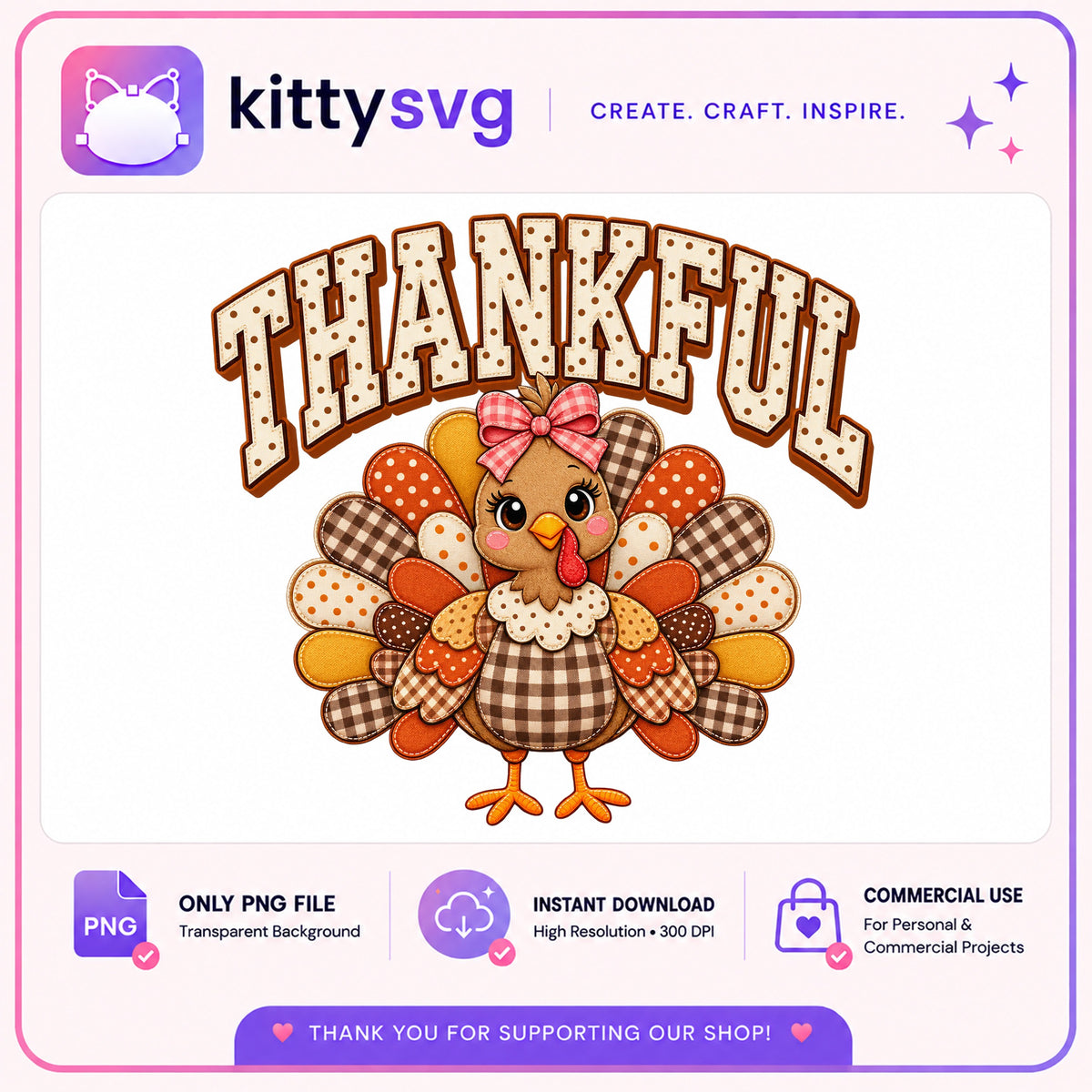 Thankful Turkey PNG, Cute Thanksgiving Turkey, Fall PNG