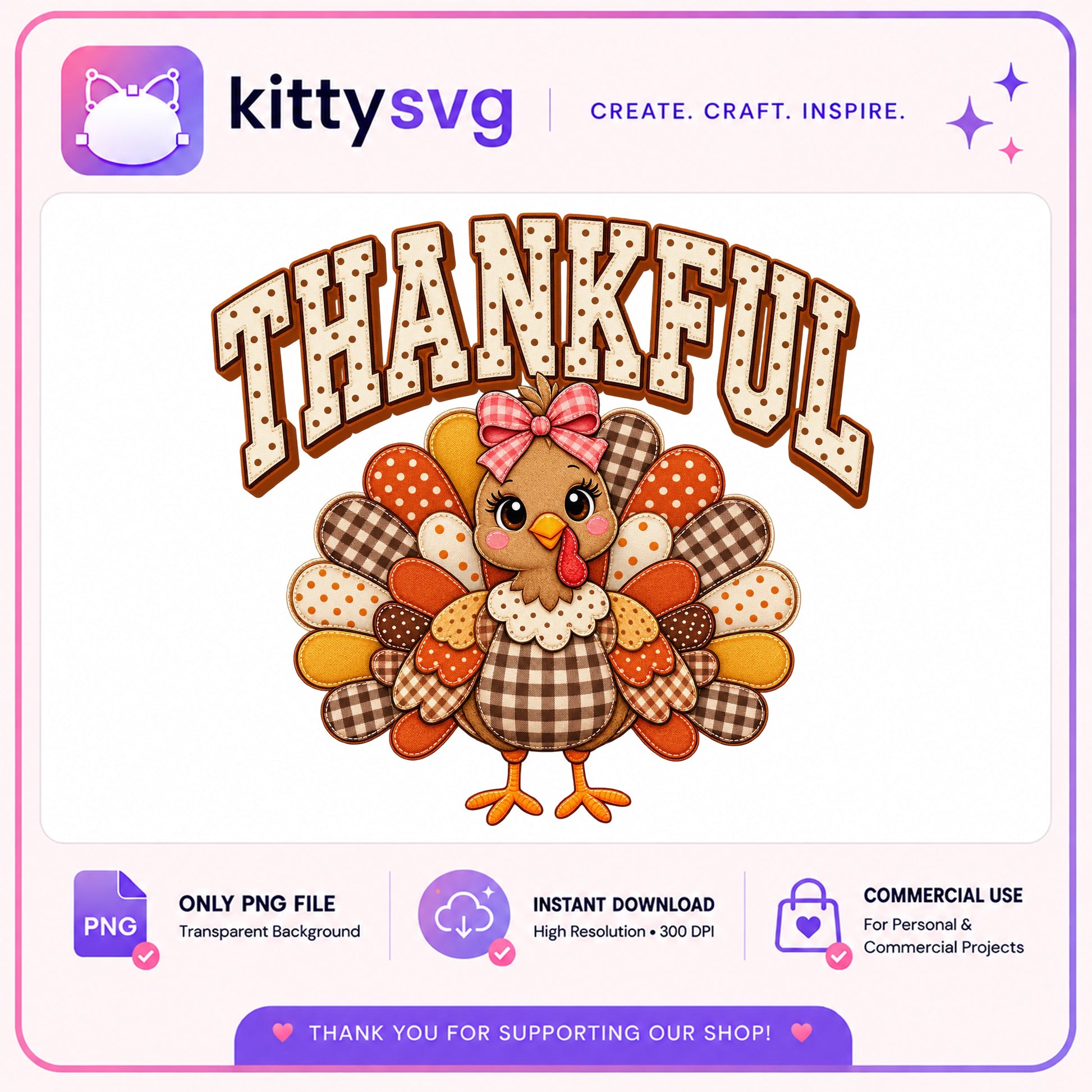 Thankful Turkey PNG, Cute Thanksgiving Turkey, Fall PNG