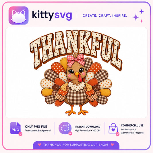 Thankful Turkey PNG, Cute Thanksgiving Turkey, Fall PNG