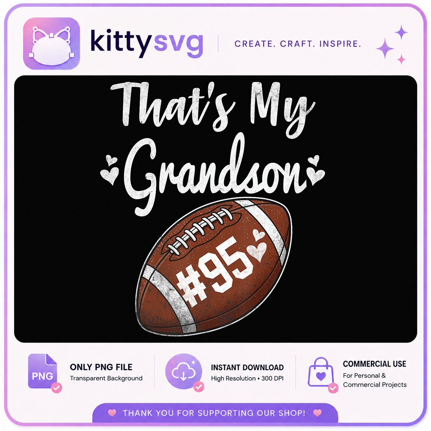 That's My Grandson Football PNG, Grandma Football Shirt, PNG