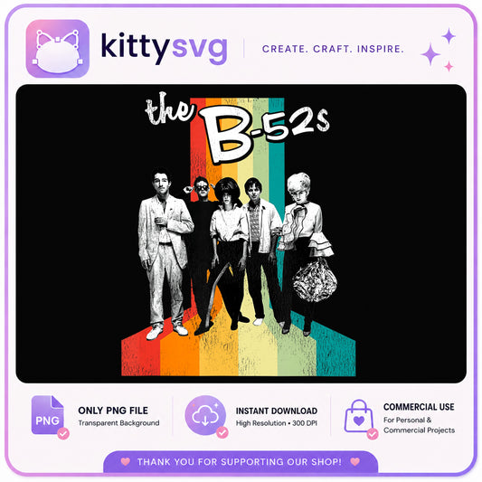 The B-52s Retro Rainbow Band PNG, Rock Band PNG, Vintage Music PNG