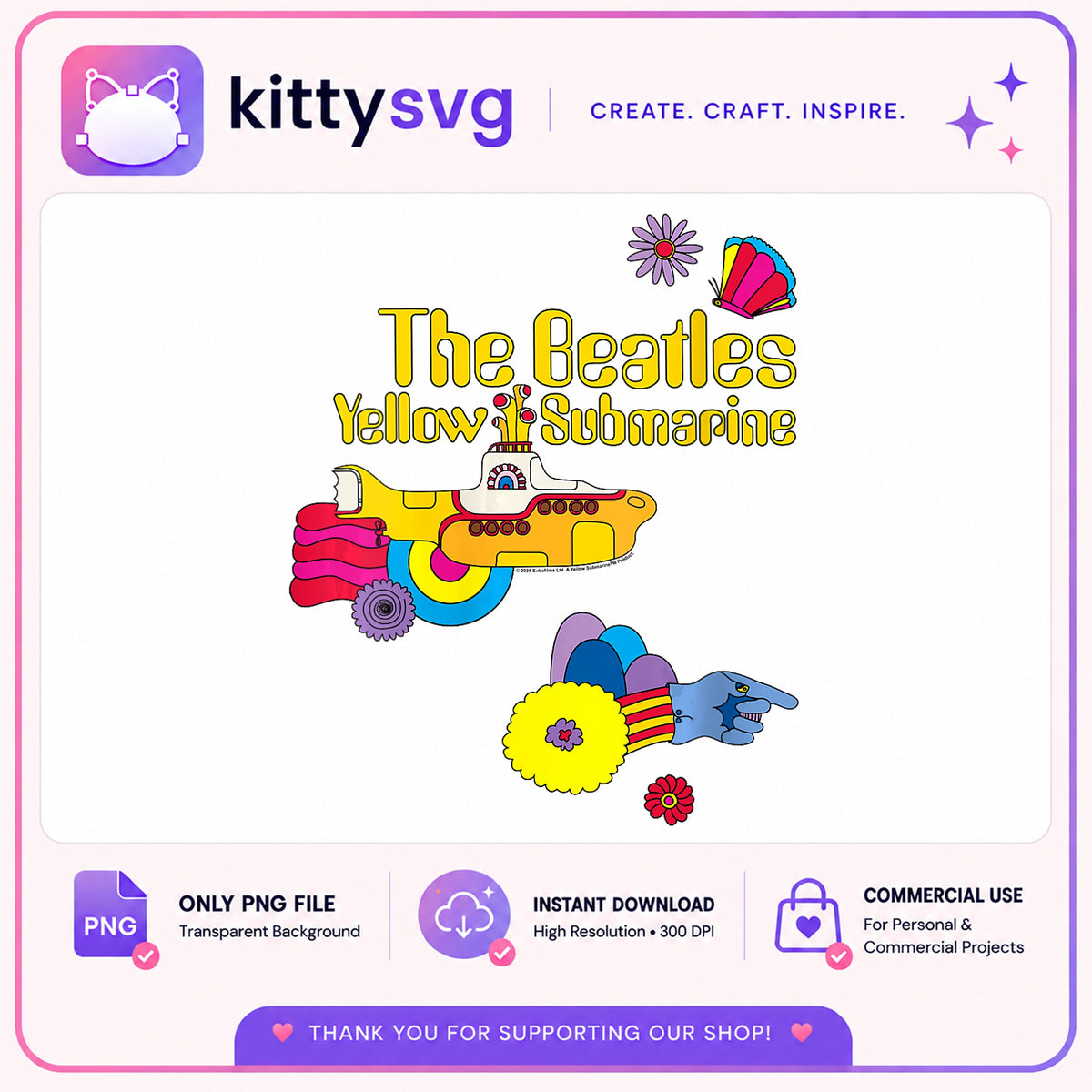 The Beatles Yellow Submarine PNG, Rock Band Clipart, Music PNG