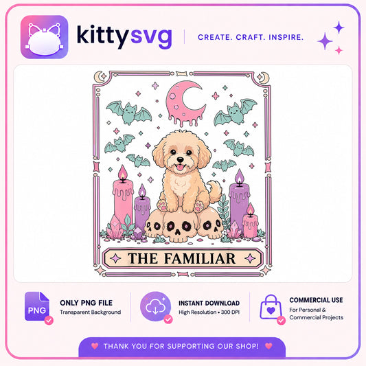 The Familiar Tarot Card Dog PNG, Halloween Witch PNG, Spooky Dog PNG