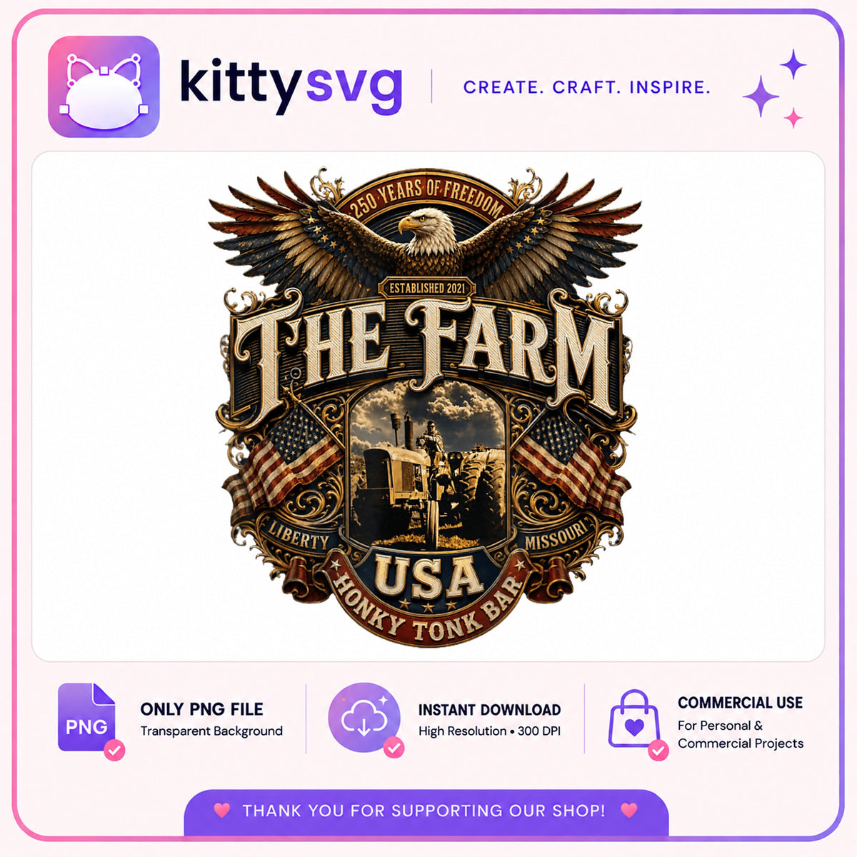 The Farm USA Patriotic Eagle PNG, Western Country PNG, 4th Of July PNG