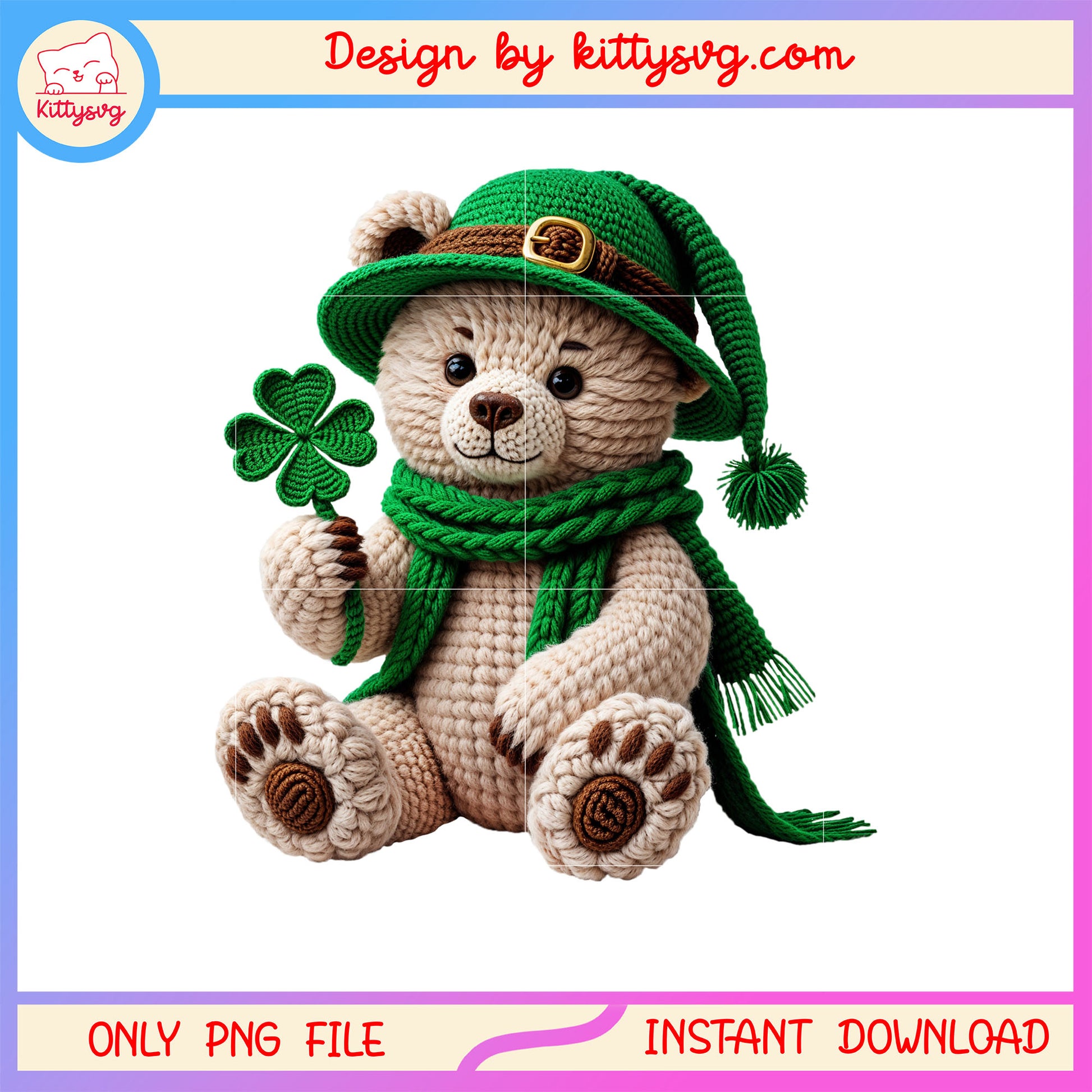 The bear holding clover png, st patrick's day bear png