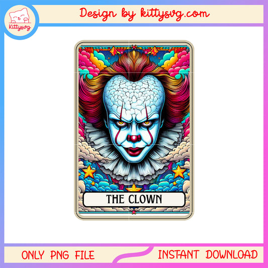 The clown pennywise tarot card png, horror movies png