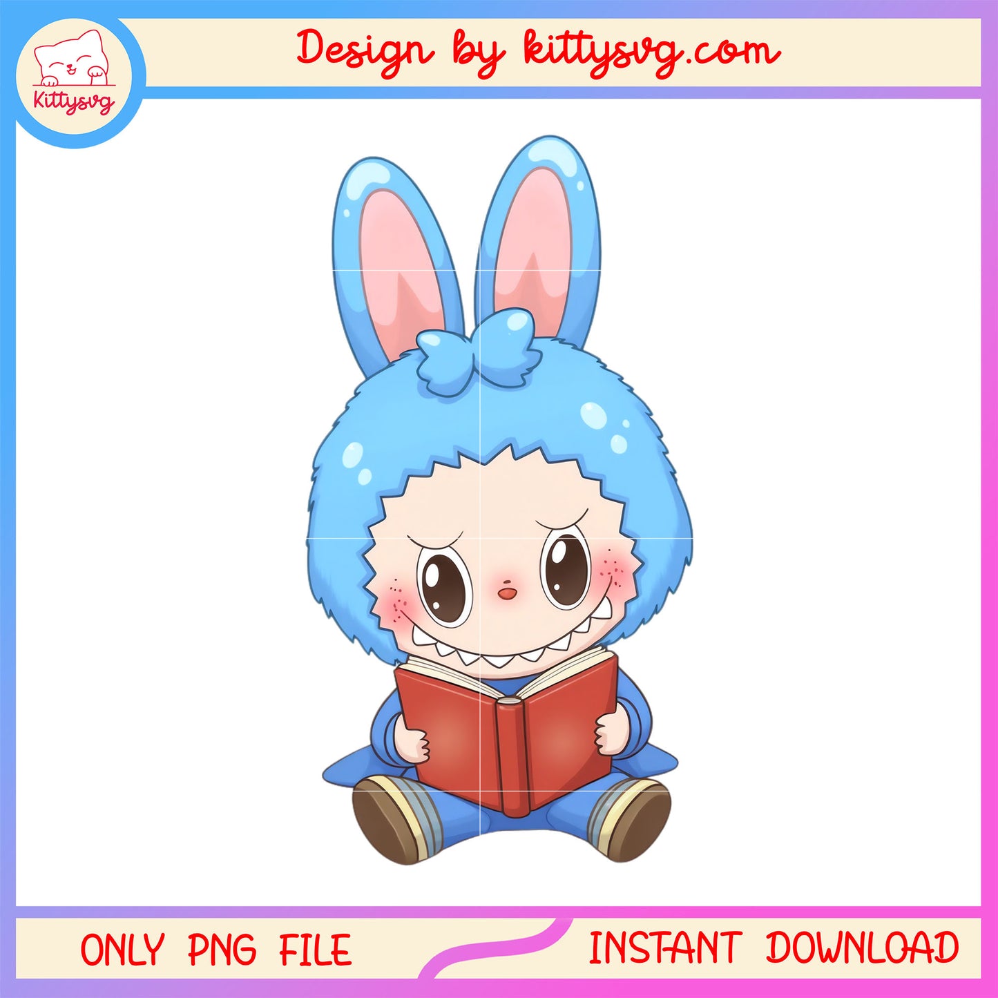 The doll labubu reading book design png, labubu doll png, labubu png