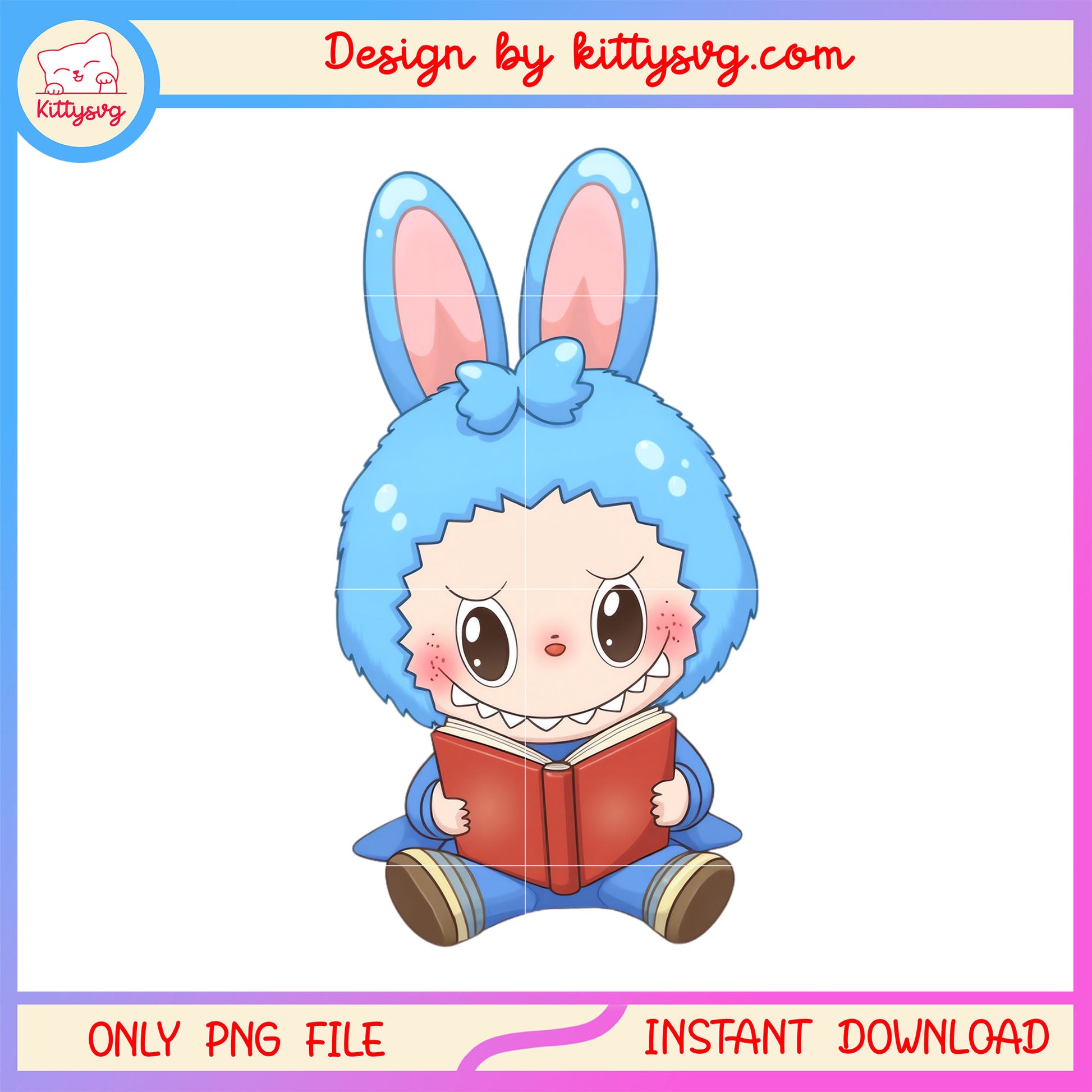 The doll labubu reading book design png, labubu doll png, labubu png