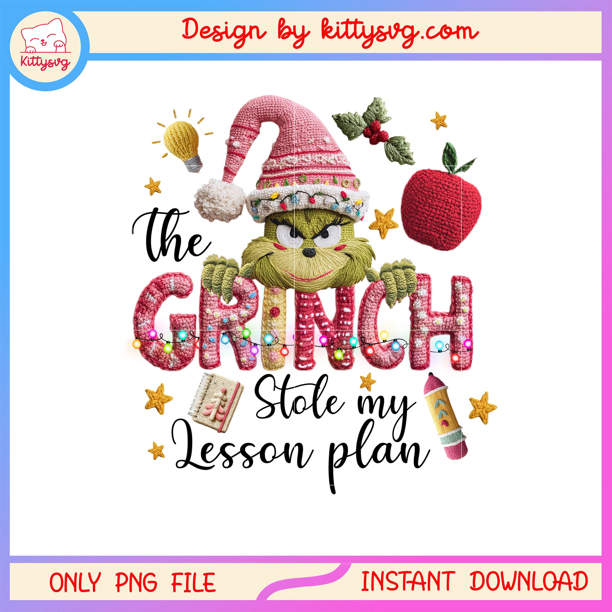 The grinch stole my lesson plan patchwork png, grinch stole christmas png