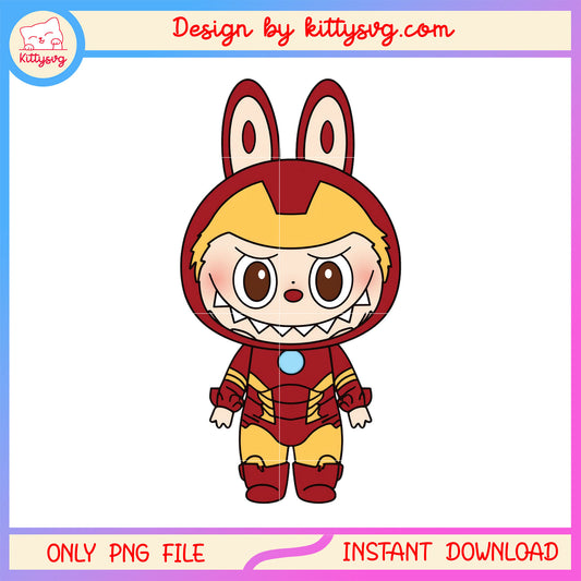 The hero iron man labubu doll clothes design png, avengers png
