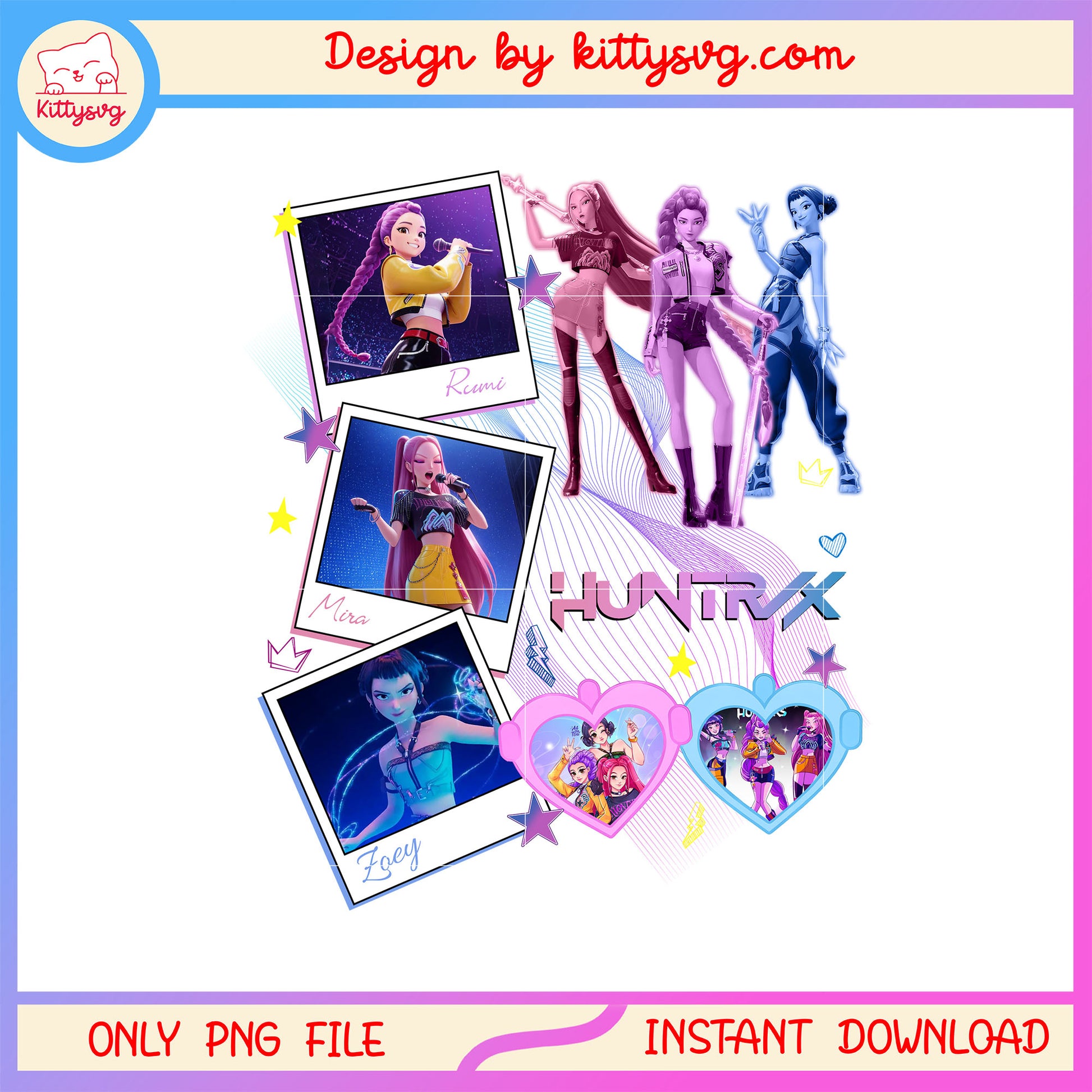 The huntrix band members photos design png, huntrix kpop cast png