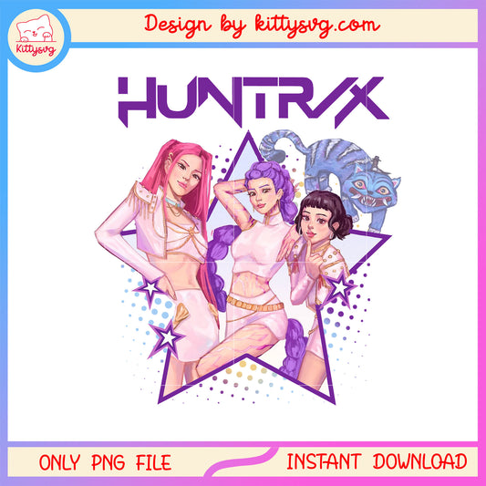 The huntrix band posing png, huntrix kpop demon hunters png
