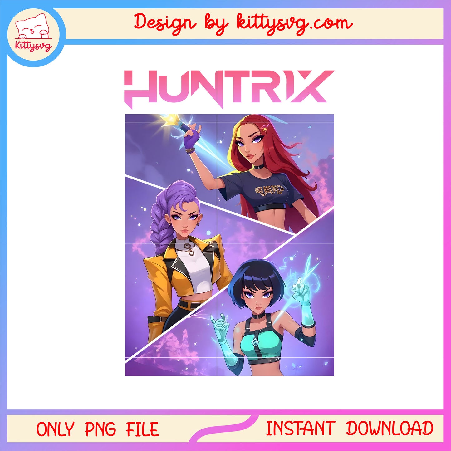The huntrix group members png, demon hunters huntrix png