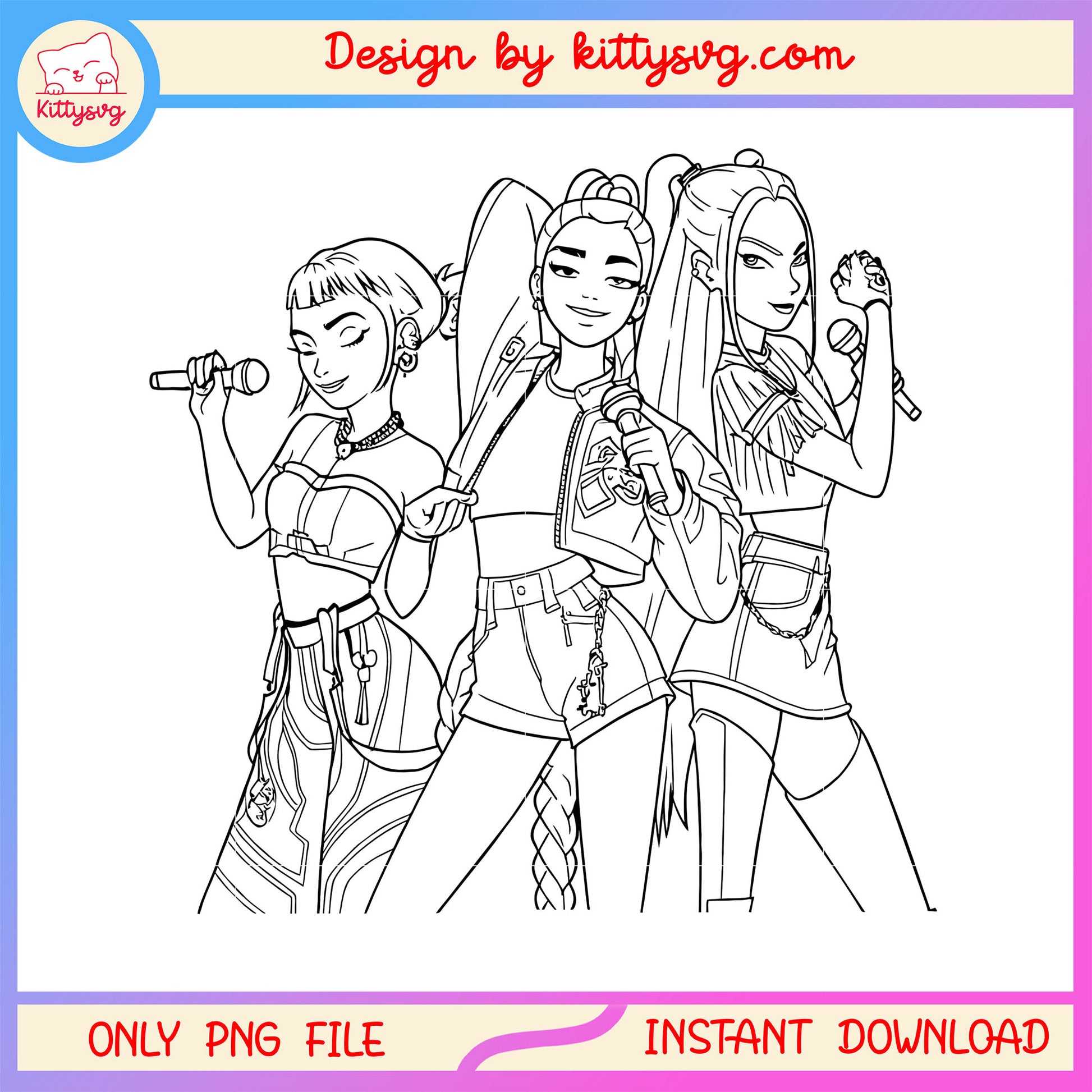 The huntrix group outline png, kpop huntrix group png