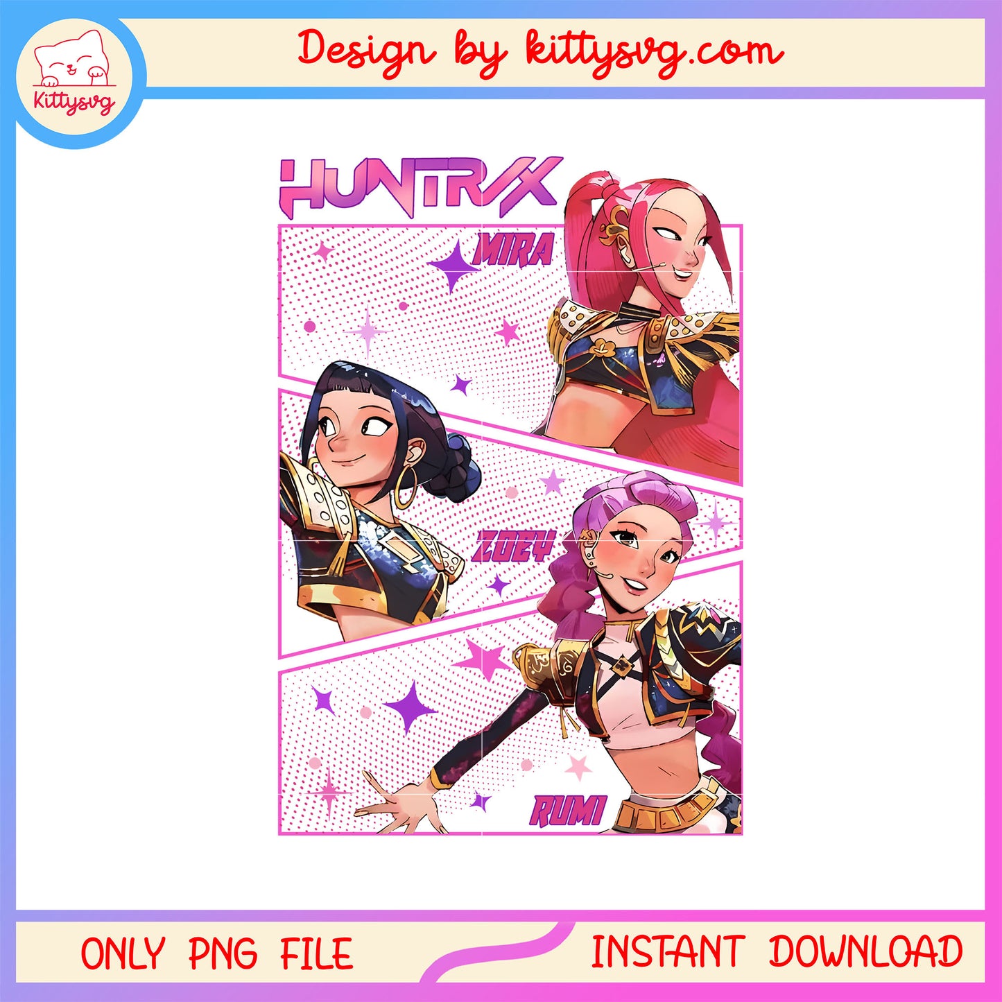 The huntrix group picture png, demon hunters kpop png