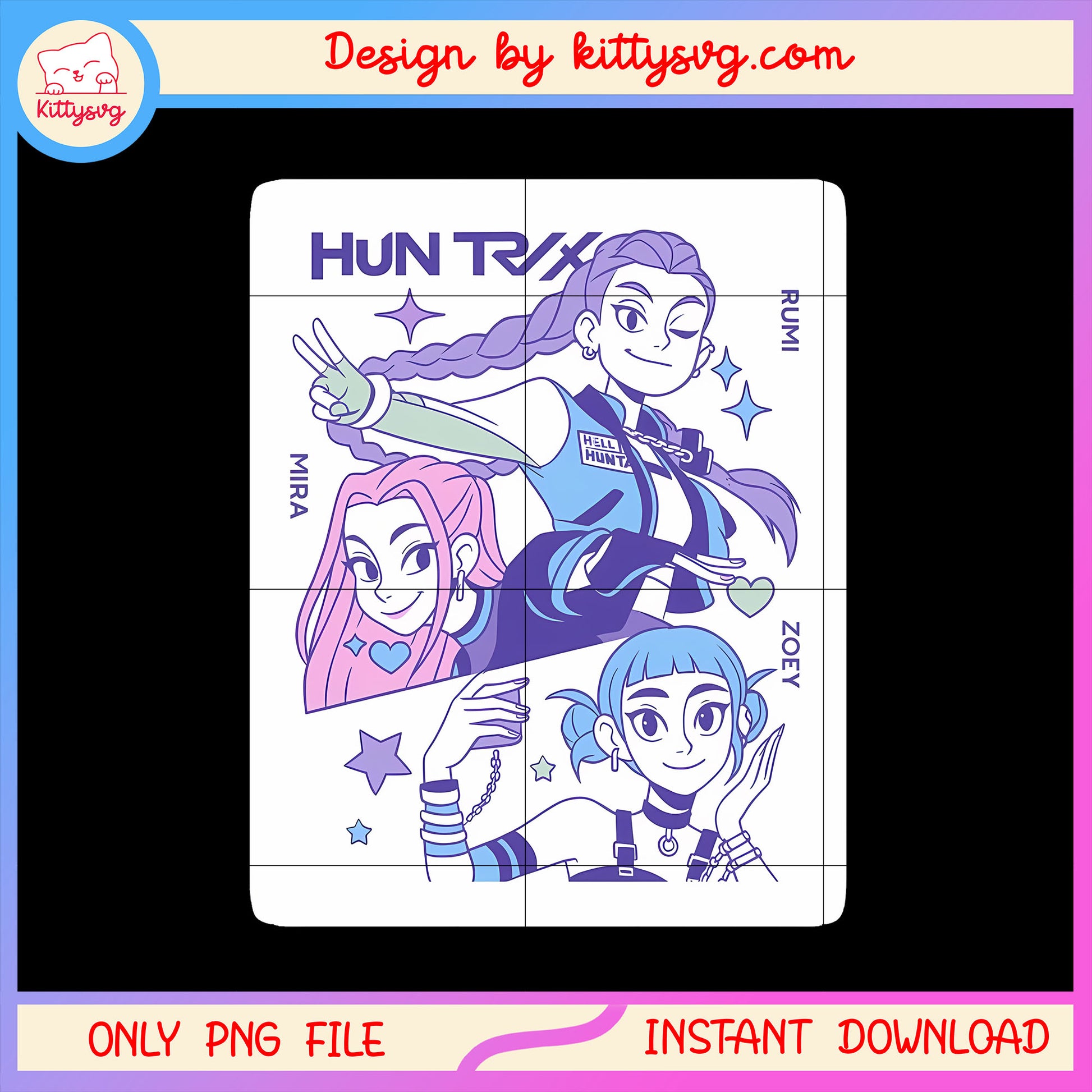 The huntrix kpop hunters members png, k-pop demon hunter png