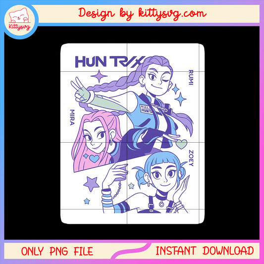 The huntrix kpop hunters members png, k-pop demon hunter png