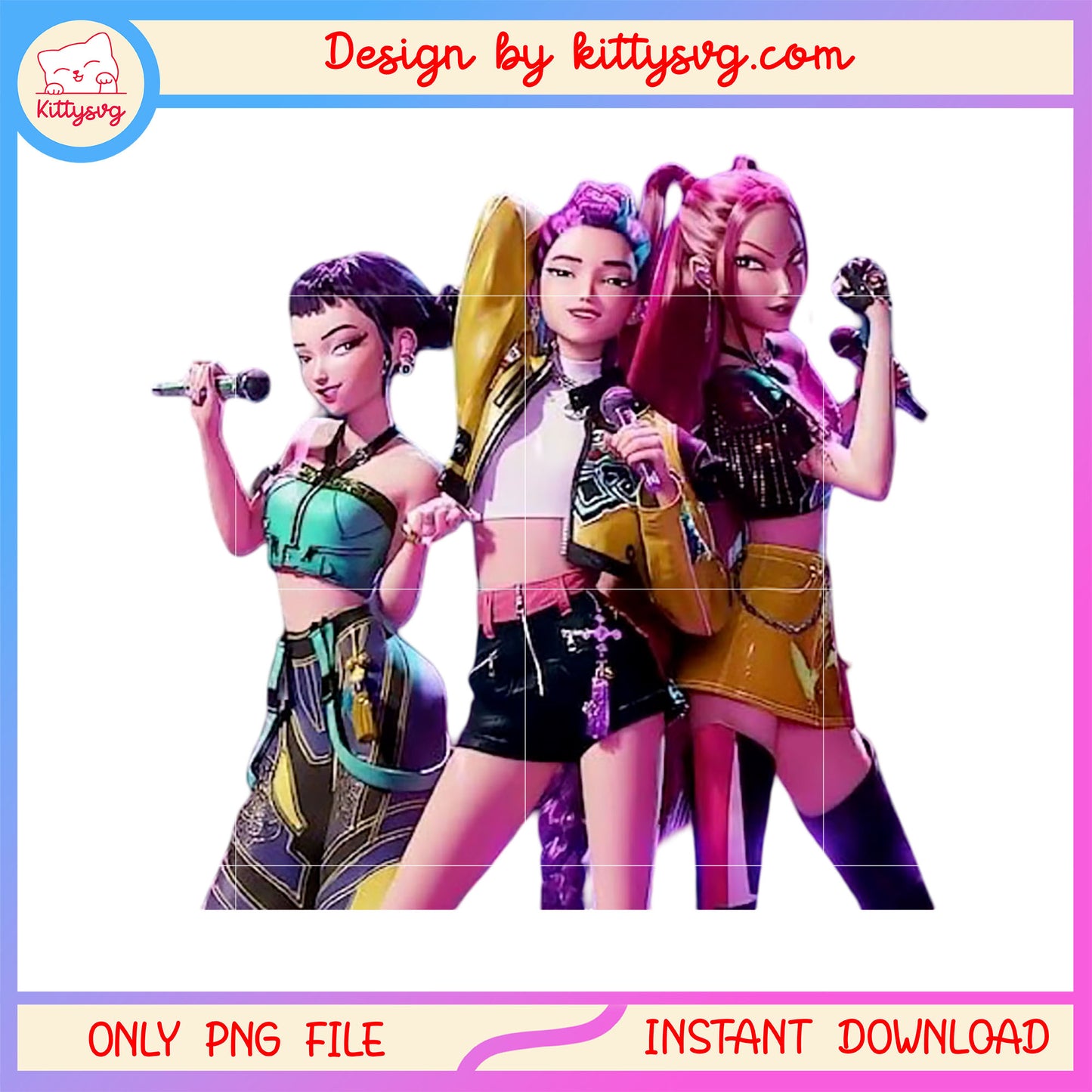 The huntrix singing design png, the huntrix kpop group png