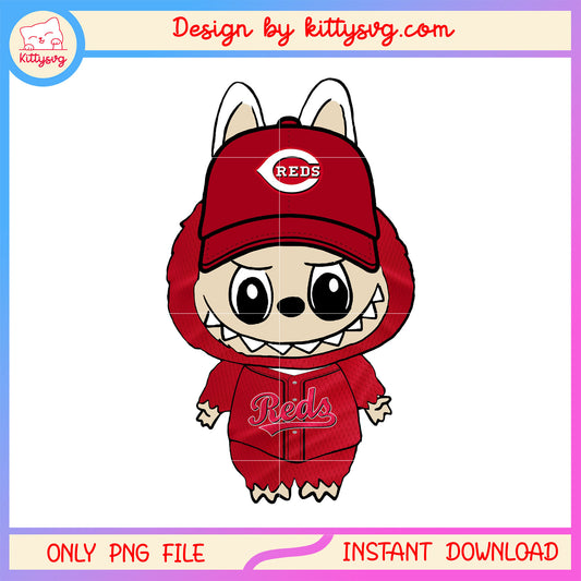 The labubu doll cincinnati reds doll clothes design png, cincinnati reds png