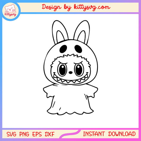 The labubu halloween sheet ghost design svg, labubu dolls svg