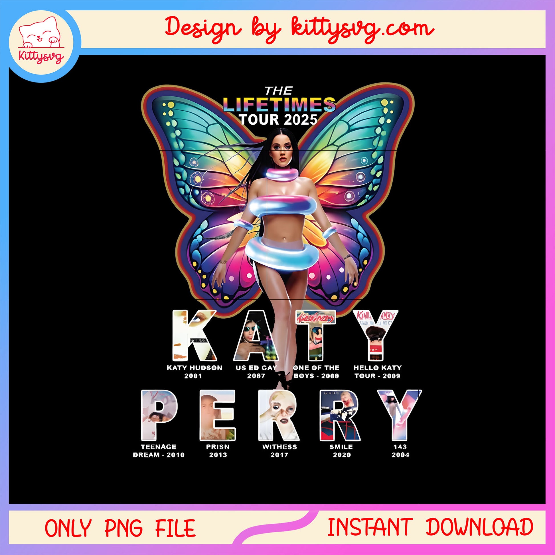 The lifetimes tour 2025 butterfly katy perry png, katy perry png