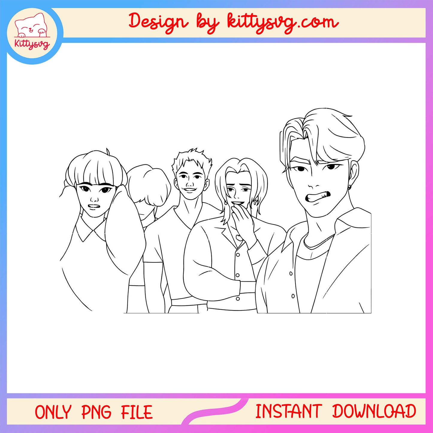 The saja boy boy group outline png, kpop boy bands png