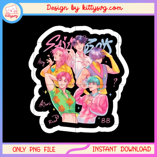 The saja boys band members sticker png, kpop demon hunter png