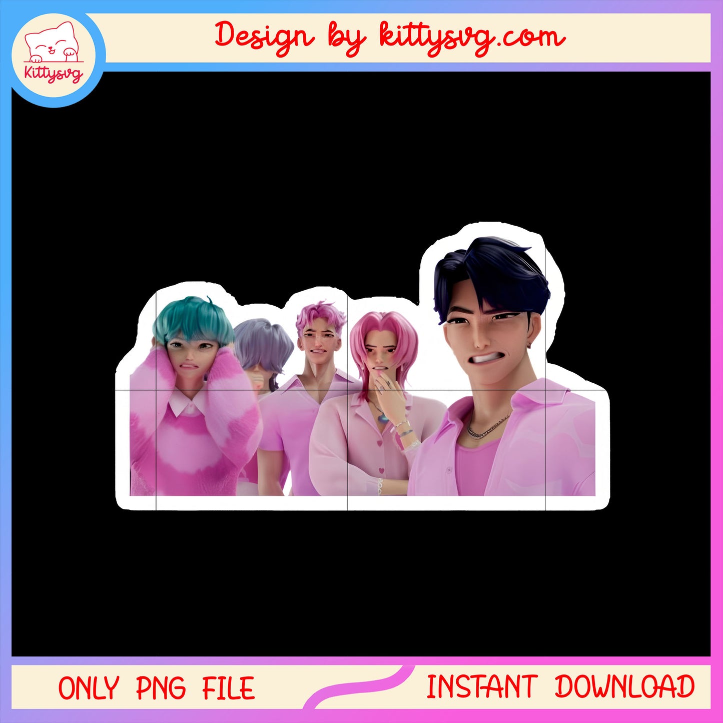 The saja boys characters sticker design png, saja boys members png